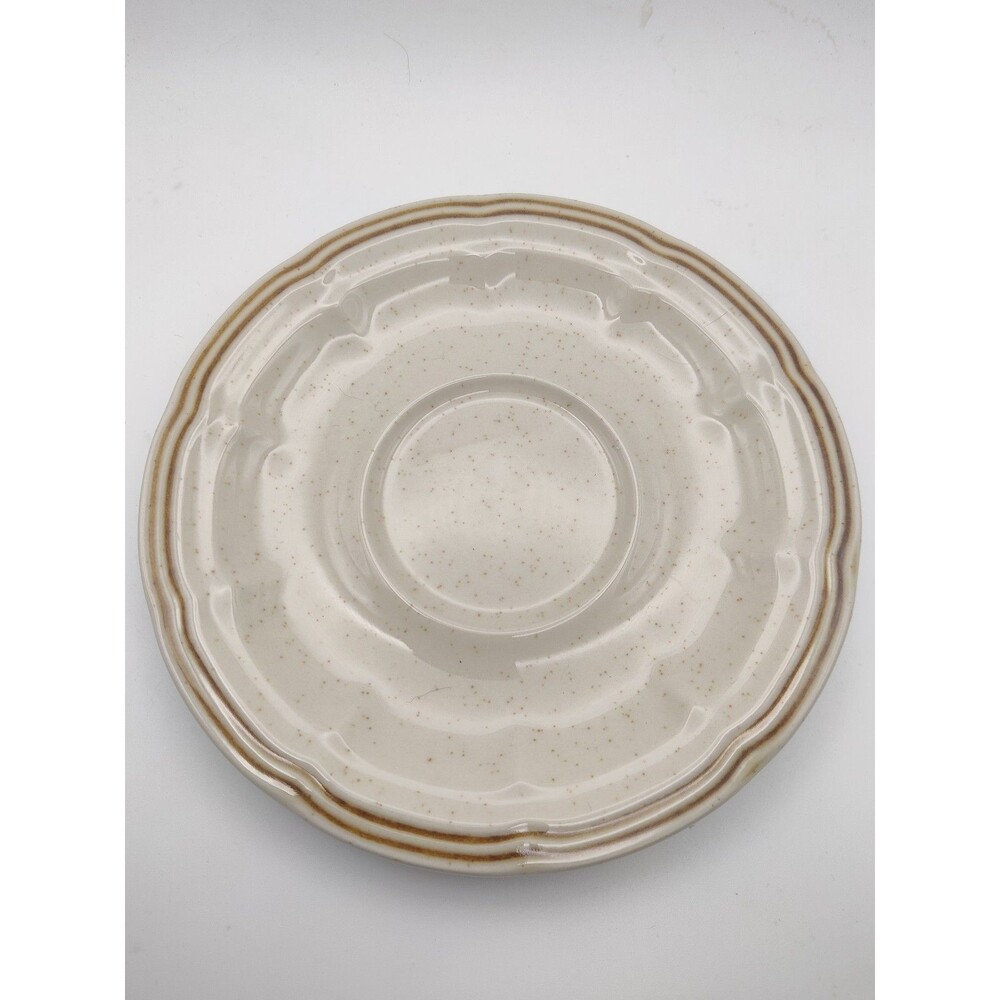 Vintage Crown Manor Stoneware Saucers, Set of 4Cottagecore Scalloped Edge Japan